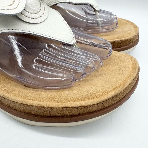 Clarks Womens Brynn Leather Platform Flat Comfort Sandals White Size 8.5 Minimal - Picture 3 of 11